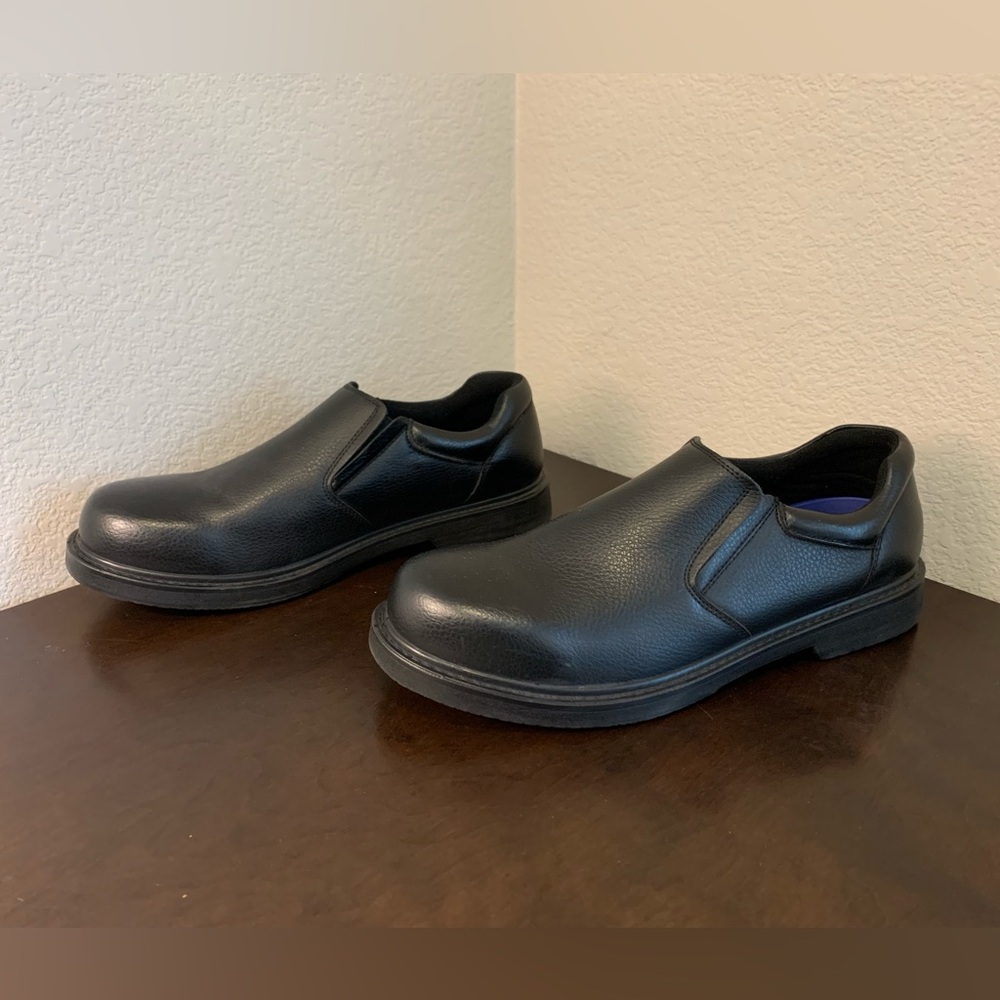 Dr Scholls Black Leather Slip On Work Shoe Oil Slip Resistant Men's Size 13W